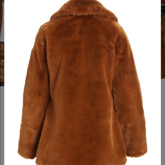 ⭐️NWT⭐️Cognac Faux Fur Car Coat - Picture 3 of 6